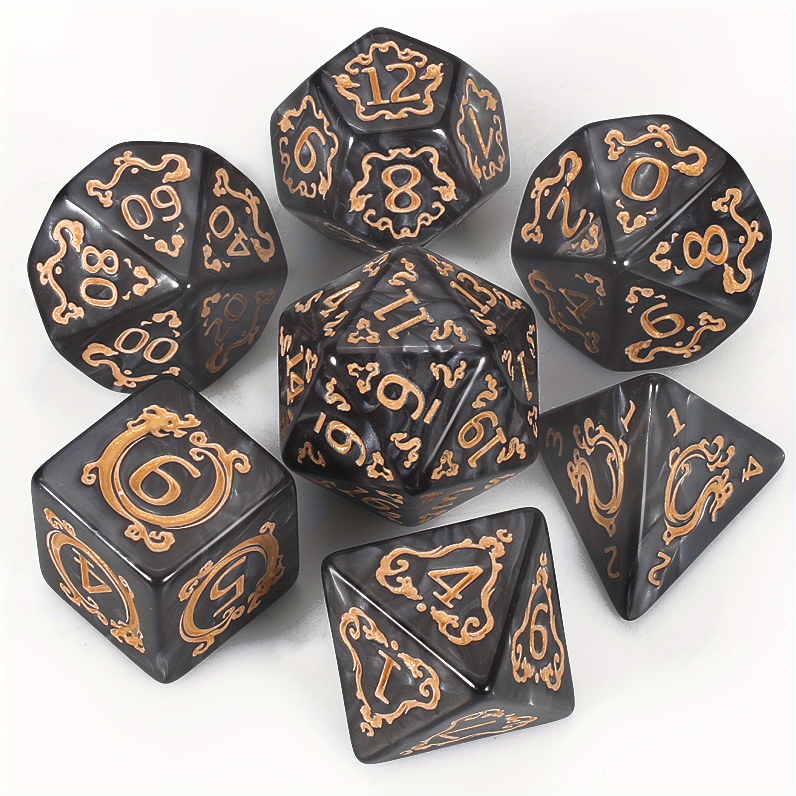 Premium Polyhedral Dice Set (7pcs) with Drawstring Bag